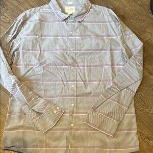 Bixby Nomad Blue Striped XXL Slim Button Down Long Sleeve Shirt